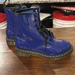 Shiny blue new never been worn Dr Marten women’s boots
